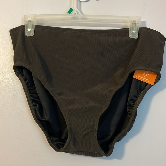 Lands End Brown Ribbed Modest Cut Faille Bikini Bottom Slimming size 16 - Picture 1 of 14
